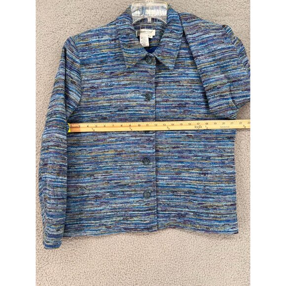 Coldwater Creek Blazer Jacket Women's Size PL Blue Striped Tweed Texture - Picture 4 of 11